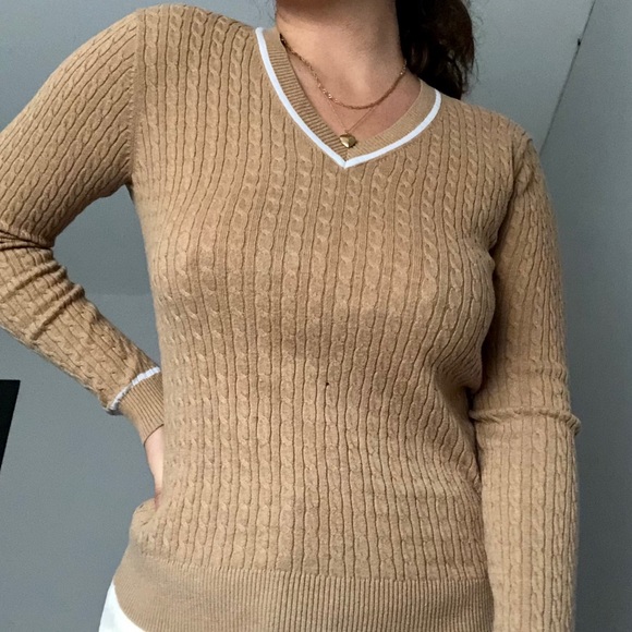 SOLDTan Tommy Hilfiger cable knit sweater - Picture 3 of 5